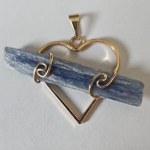 Blue Kyanite Heart Necklace Pendant